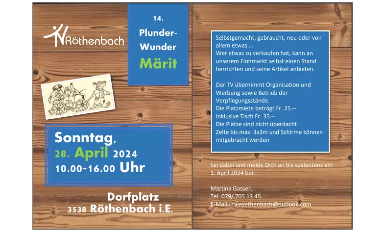 14. Plunder-Wundermärit Röthenbach, Dorfplatz, 3538 Röthenbach i. E. Tickets