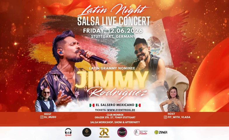 Jimmy Rodriguez Salsa Live Konzert &ndash; 12.06.2026, Stuttgart Club Monroe, Grazer Stra&szlig;e 27, 70469 Stuttgart Billets