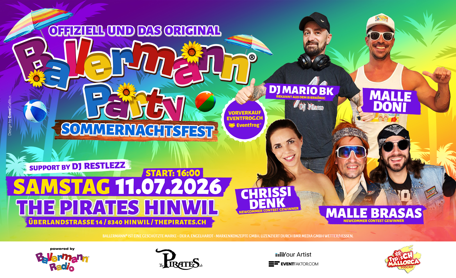 Ballermann Party - Sommernachtsfest The Pirates - Planet of Entertainment, Hinwil Tickets