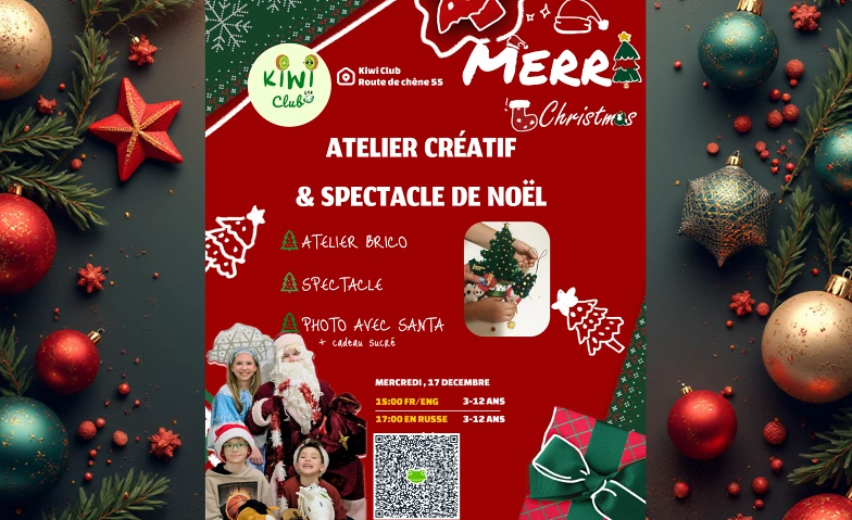 Atelier et spectacle de No&euml;l (FR/EN) 15:00-16:30 3-12 ans Billets