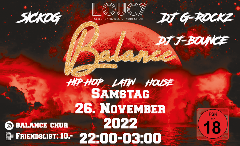 Balance 18+ Loucy Bar Club Eventhall, Seilerbahnweg 9, 7007 Chur Tickets