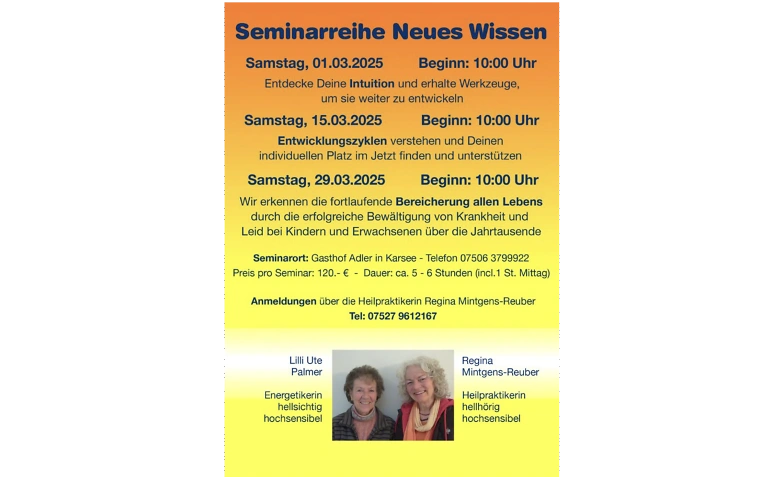 Seminarreihe Neues Wissen Tickets