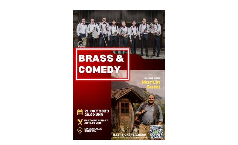 Brass & Comedy Lindenhalle Gunzwil, Grasweg 10, 6222 Gunzwil Tickets