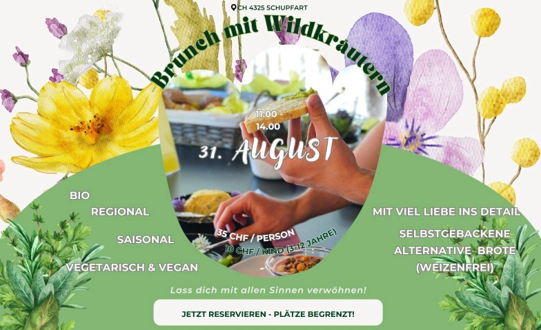 Blüten & Wildkräuterbrunch Ich-bin-gesund Zentrum, Obermumpferstrasse 71, 4325 Schupfart Tickets