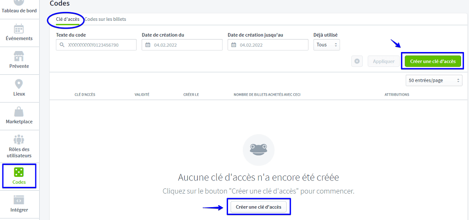 cl&eacute; d'acc&egrave;s VI