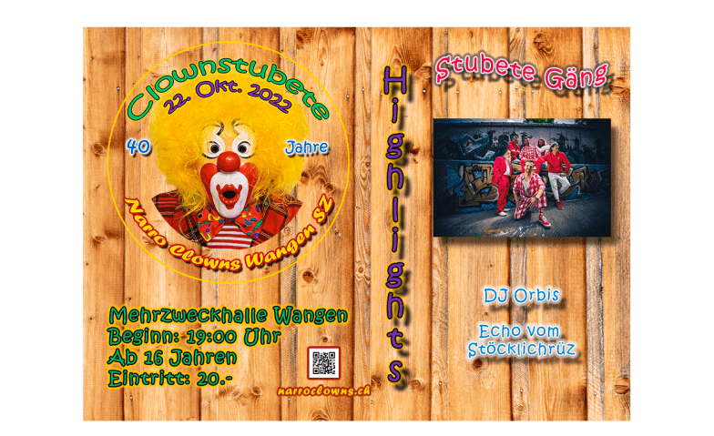 Clownstubete - 40 Jahre Narro Clowns Wangen SZ Buechberghalle, Seestrasse 2, 8855 Wangen Tickets