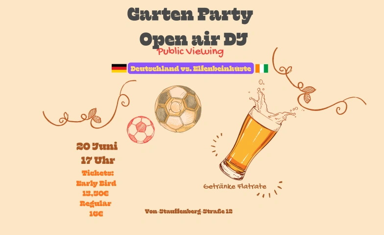Gartenparty mit OpenAir DJ und Public Viewing Saxonia M&uuml;nster, Von-Stauffenberg-Stra&szlig;e 12, 48151 M&uuml;nster Tickets