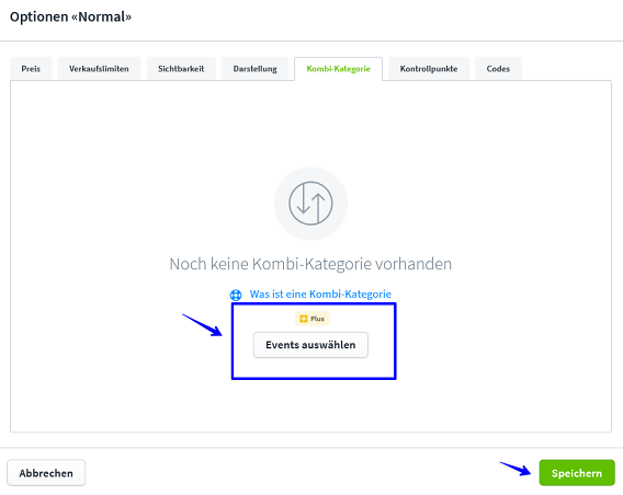 Einstellungen Ticketkategorien VII Kombi Kategorien