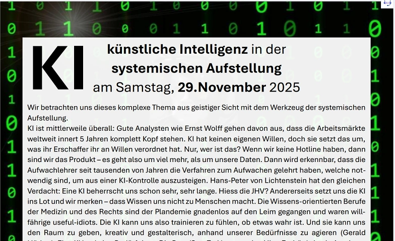 Event-Image for 'KI/AI-Künstliche Intelligenz i.d. systemischen Aufstellung'