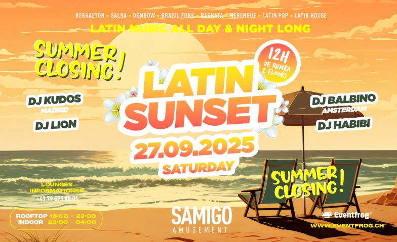 LATIN SUNSET SUMMER CLOSING Samigo Amusement, Mythenquai 59, 8002 Zürich Billets