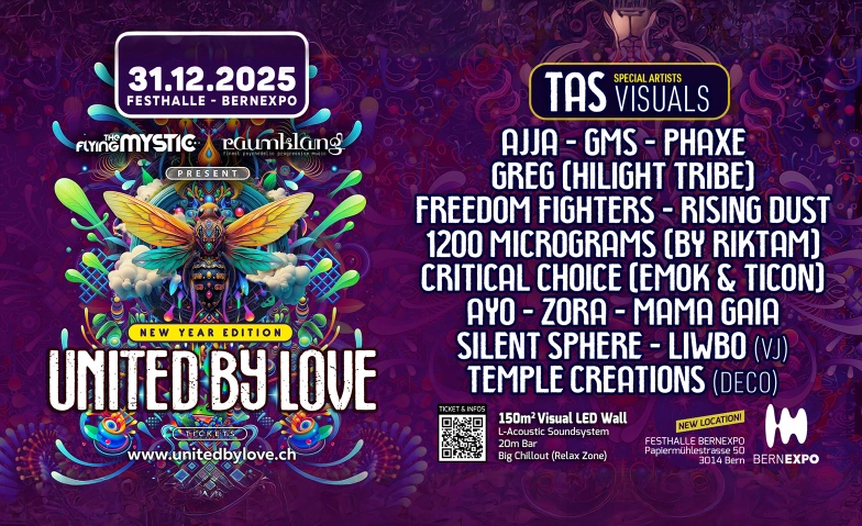 United by Love NYE2025 BERNEXPO Festhalle, Papierm&uuml;hlestrasse 50, 3014 Bern Tickets