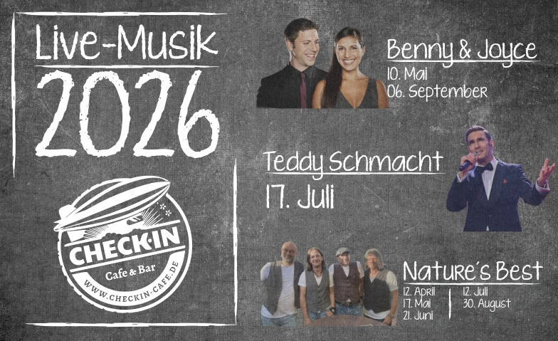 Check In Live Musik 2026 CheckIn Cafe & Bar, Flughafen Essen-M&uuml;lheim Billets