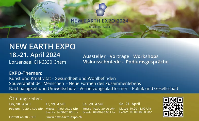 Tageseintritte/Weekendpass - NEW EARTH EXPO 2024 Lorzensaal, Cham, Dorfplatz 3, 6330 Cham Tickets