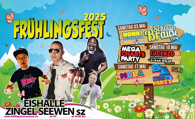 Frühlingsfest Seewen 2025 "Mega Charts Party" mit LUCENZO Eishalle Zingel, Seemattliweg, 6423 Seewen Billets