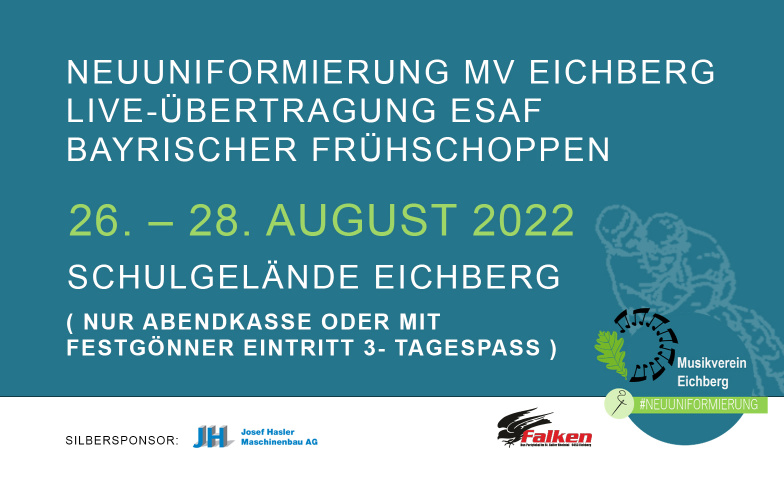 Neuuniformierung MV Eichberg Live-Übertragung ESAF Schulgelände Eichberg, Schulhausstrasse 1, 9453 Eichberg Tickets