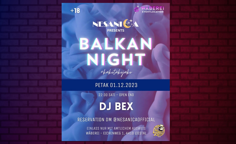 NESANICA «Balkan Night» WÄBEREI Eventlocation, Eichenweg 1, 4410 Liestal Tickets