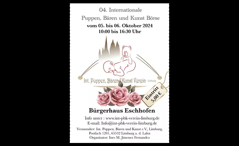 04. Internationale Puppen, Bären und Kunst Börse Limburg Bürgerhaus Eschhofen,, Sportplatzstraße 15, 65552 Limburg an der Lahn Billets