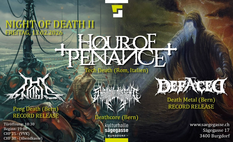 Hour of Penance, Thy Gnosis, Defaced & Shallow Dissent à Burgdorf ...