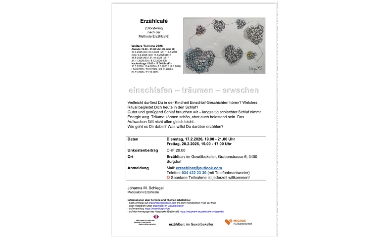 Event-Image for 'Erz&auml;hcaf&eacute;: einschlafen - tr&auml;umen - erwachen'