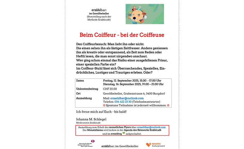 Event-Image for 'Erzählcafé zum Thema "Beim Coiffeur - bei der Coiffeuse'