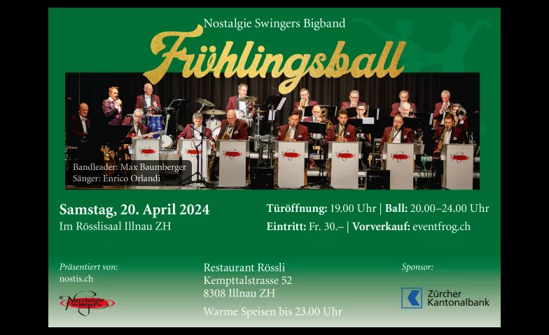 Frühlingsball der Nostalgie Swingers Bigband Rössli Illnau, Kempttalstrasse 52, 8308 Illnau Tickets