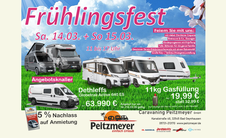 Fr&uuml;hlingsfest bei Caravaning Peitzmeyer Billets