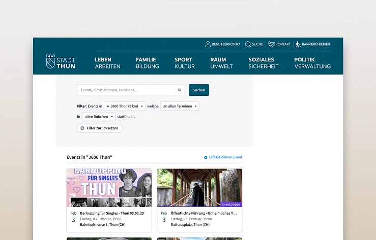 Eventkalender auf Stadtportalen