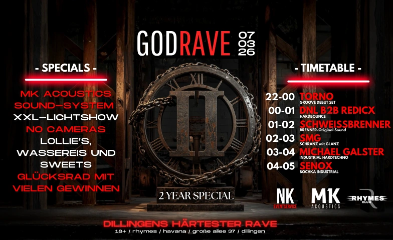 GODRAVE - 2 YEAR SPECIAL Club Rhymes, Gro&szlig;e Allee 37, 89407 Dillingen an der Donau Billets