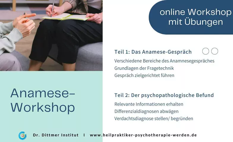 Heilpraktiker Psychotherapie - Workshop Anamnese Online-Event Billets