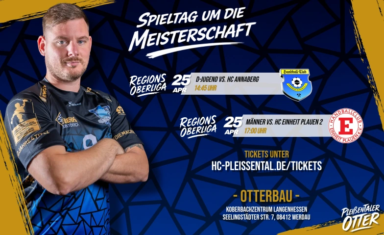 Spieltag um die Meisterschaft des HC Plei&szlig;ental Otterbau, Seelingst&auml;dter Str. 7, 08412 Werdau Tickets