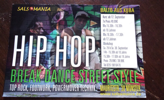 Hip Hop Break Dance Street Style - Kurs und Workshop für Kids Salsomania, Mauritzstr. 30, 48143 Münster, Mauritzstraße 30, 48143 Münster Tickets