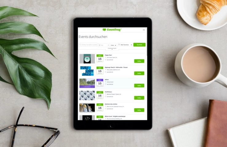 Tablet mit Eventsuche Tablet mit Eventsuche