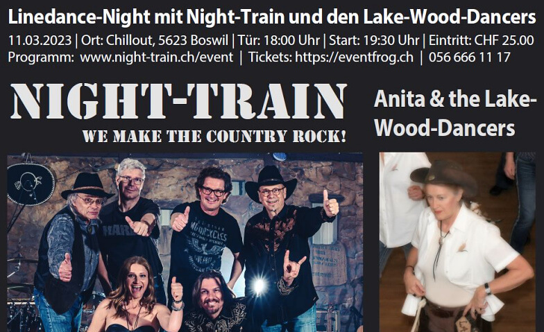 Linedance-Night mit Night-Train und den Lake-Wood-Dancers Chillout Boswil, Zentralstrasse 7, 5623 Boswil Tickets