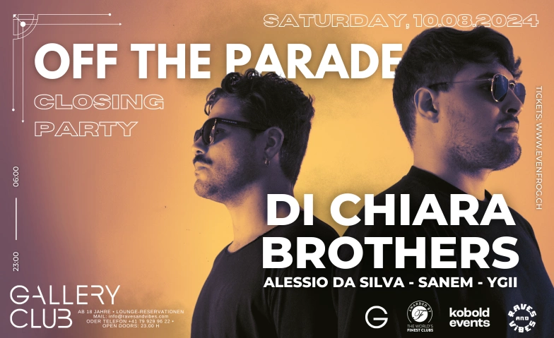 STREET PARADE AFTERPARTY  with Di Chiara Brothers Gallery Club, Talstrasse 25, 8001 Zürich Tickets