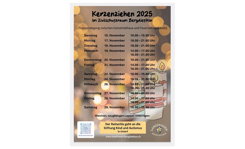 Kerzenziehen Bergdietikon Tickets