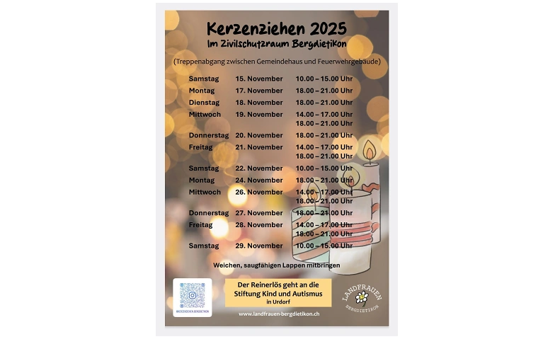 Kerzenziehen Bergdietikon Tickets