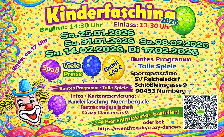 Kinderfasching N&uuml;ernberg, Samstag, 31.01.2026 Billets