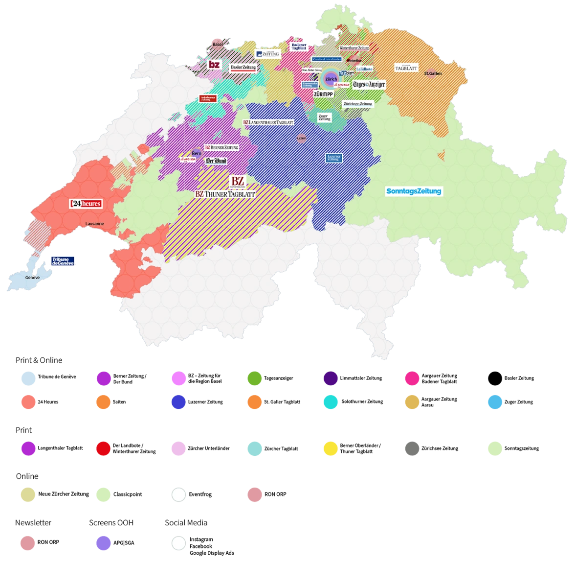 Erfolgreich bewerben Karte Schweiz 2025 Mit uns erreichst du die gesamte Schweiz