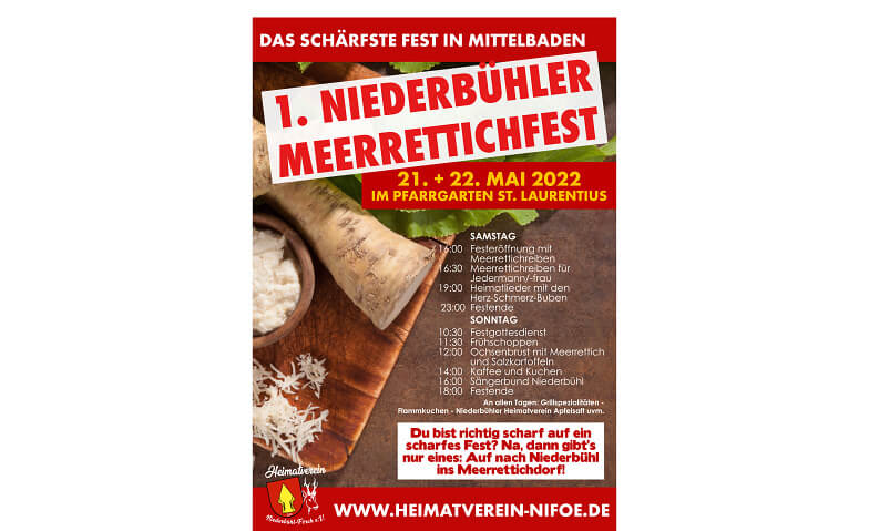 1. Niederbühler Meerrettichfest Pfarrgarten St. Laurentius Niederbühl, Laurentiusstraße 11, 76437 Rastatt Tickets