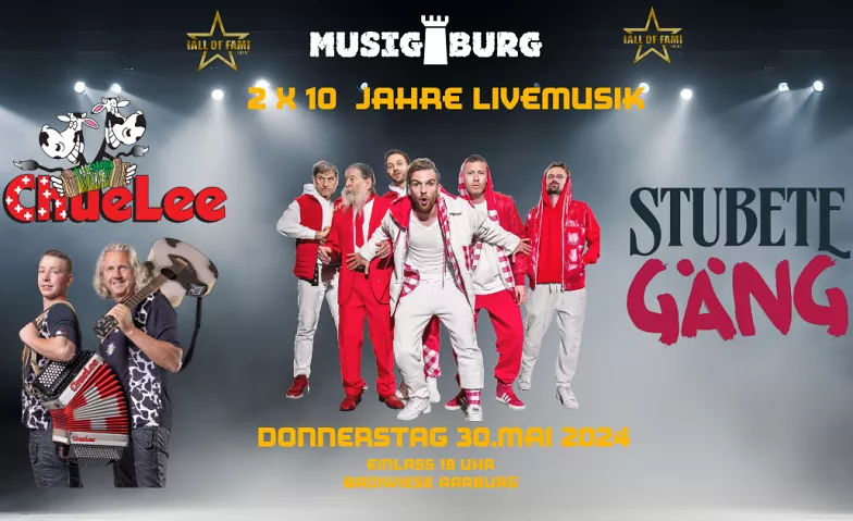 2x10 Jahre Livemusik mit Stubete Gäng & ChueLee Badiwiese, Badstrasse, 4663 Aarburg Tickets
