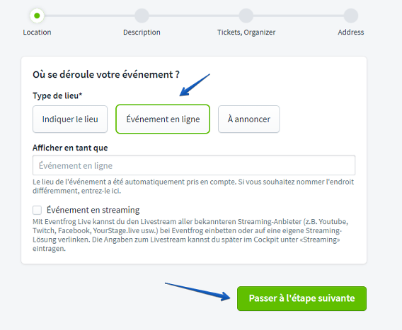 Nouvelle saisie d'&eacute;v&eacute;nement Lieu II