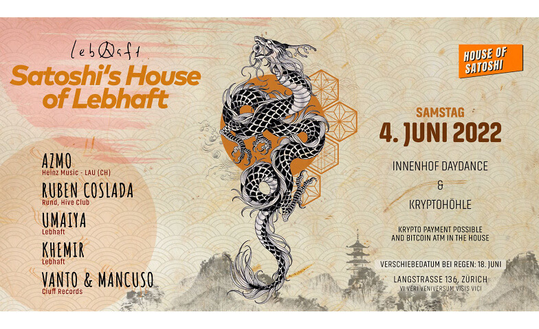 Samstagsnachmittagsparty - SaNaPa & NFT's House of Satoshi, Zürich Tickets
