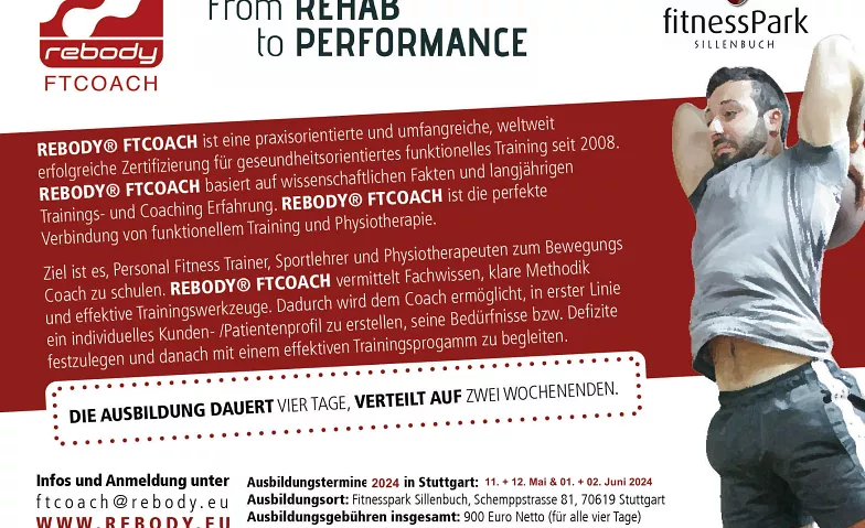 REBODY FTCOACH - Seminar für Trainer, Physiotherapeuten FitnessPark Sillenbuch, 70619 Stuttgart Billets
