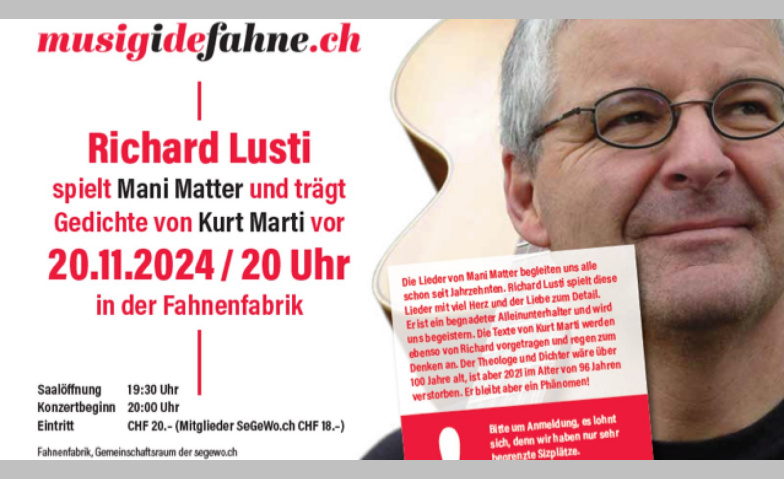 Event-Image for 'Richard Lusti Gitarre: Mani Matter und Gedichte von Kurt Mar'