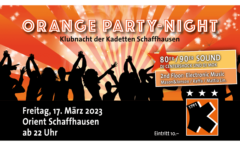Orange Party-Night Orient Schaffhausen, Stadthausgasse 13, 8200 Schaffhausen Tickets