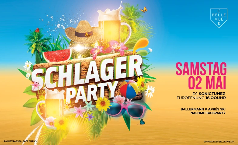 SCHLAGER PARTY Club Bellevue, Freieckgasse 9, 8001 Zurich Billets