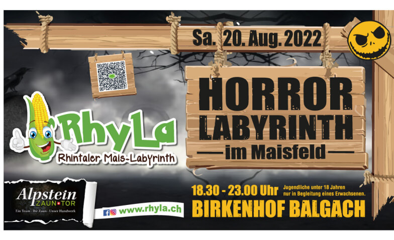 Horror Labyrinth im Maisfeld RhyLa Maislabyrinth, Rietstrasse 59, 9436 Balgach Tickets