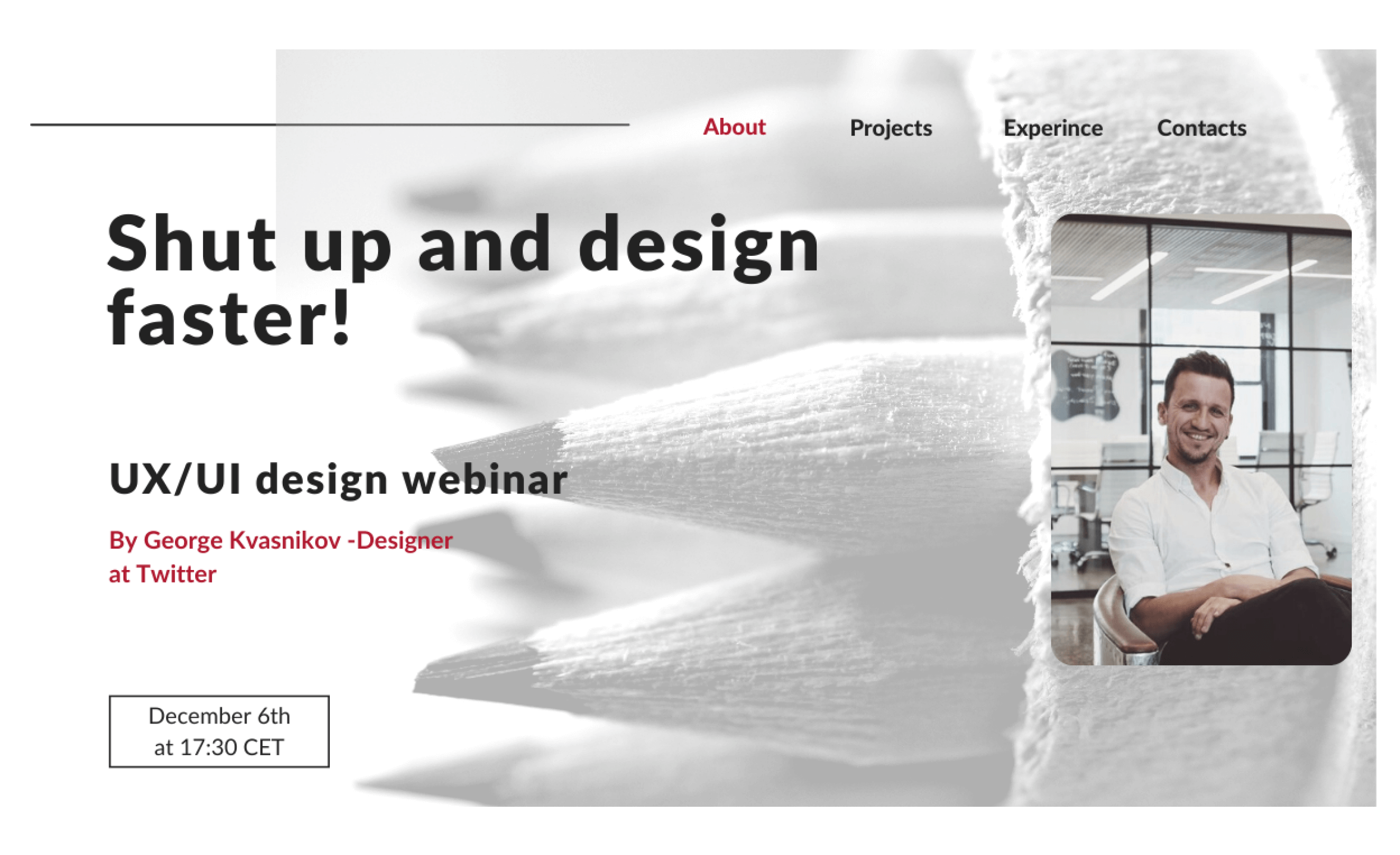 Event-Image for 'UX/UI design webinar: Shut up and design faster!'
