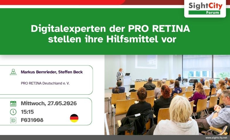 Digitalexperten der PRO RETINA stellen ihre Hilfsmittel vor Billets