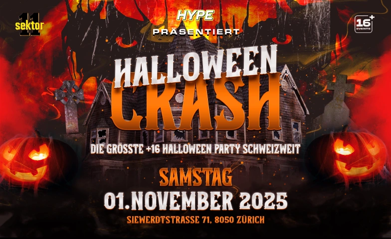 HALLOWEEN PARTY Ü16 - DIE GRÖSSTE IN ZÜRICH Sektor 11 | Eventlocation, Siewerdtstrasse 71, 8050 Zürich Billets